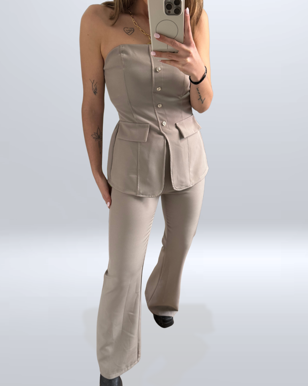 PANT. PINZA ACAMPANADO BEIGE