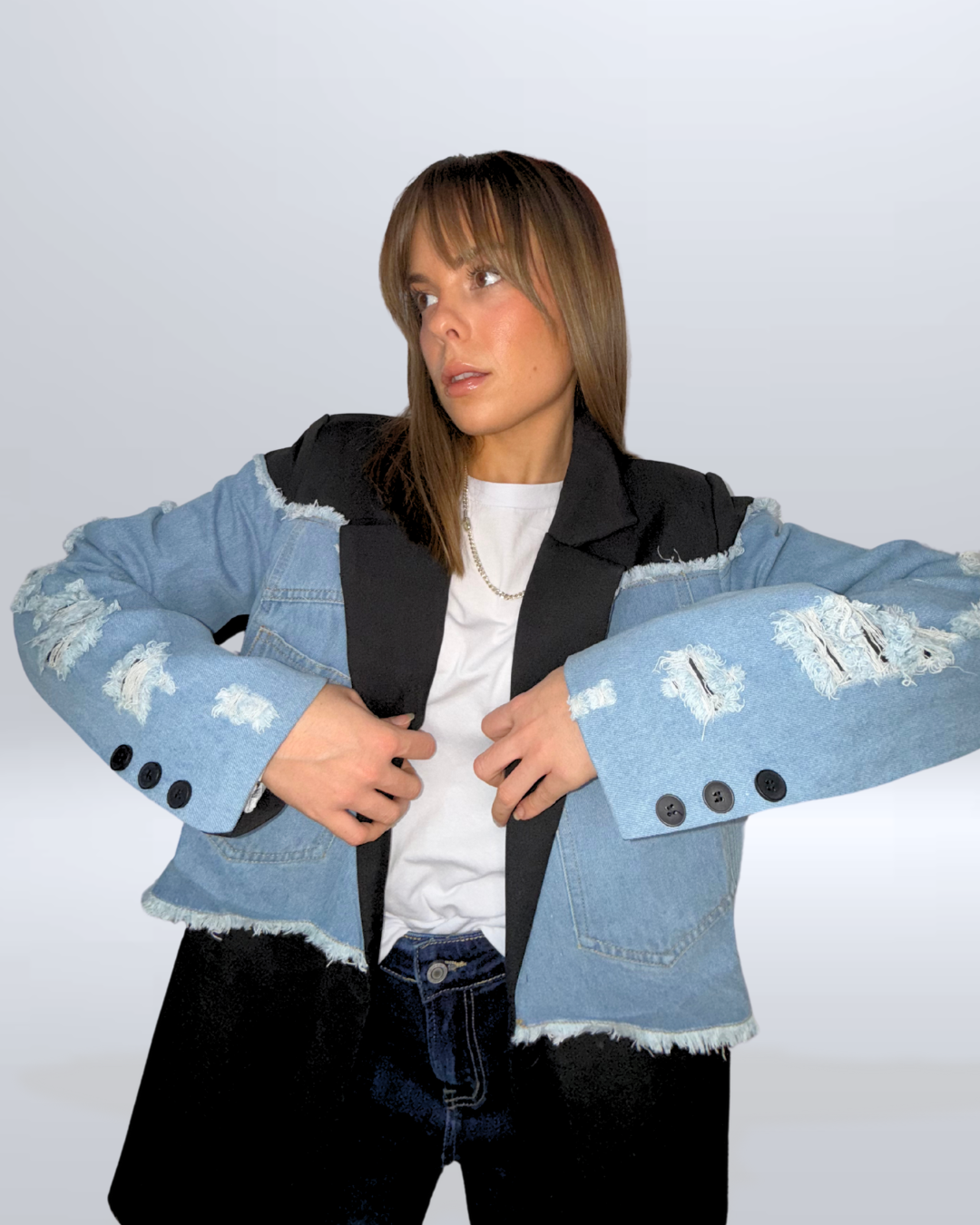 BLAZER COMBINADA DENIM